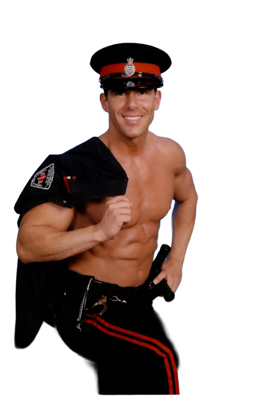 Miguel Muscular Toronto male stripper in police officer costume