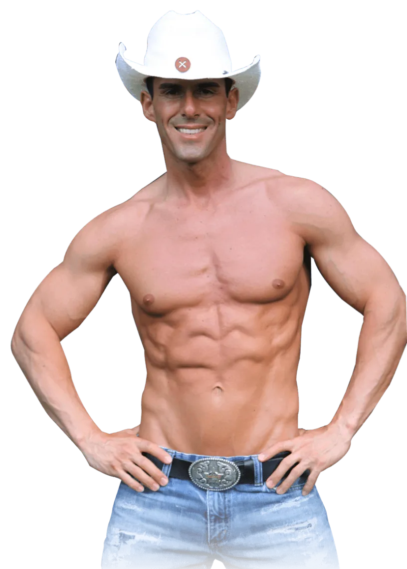 Miguel in a white cowboy hat posing for Caledon bachelorette parties and private events.